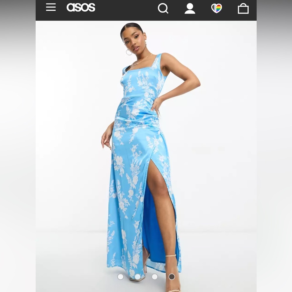 ASOS Silky Blue Floral Maxi Formal Dress